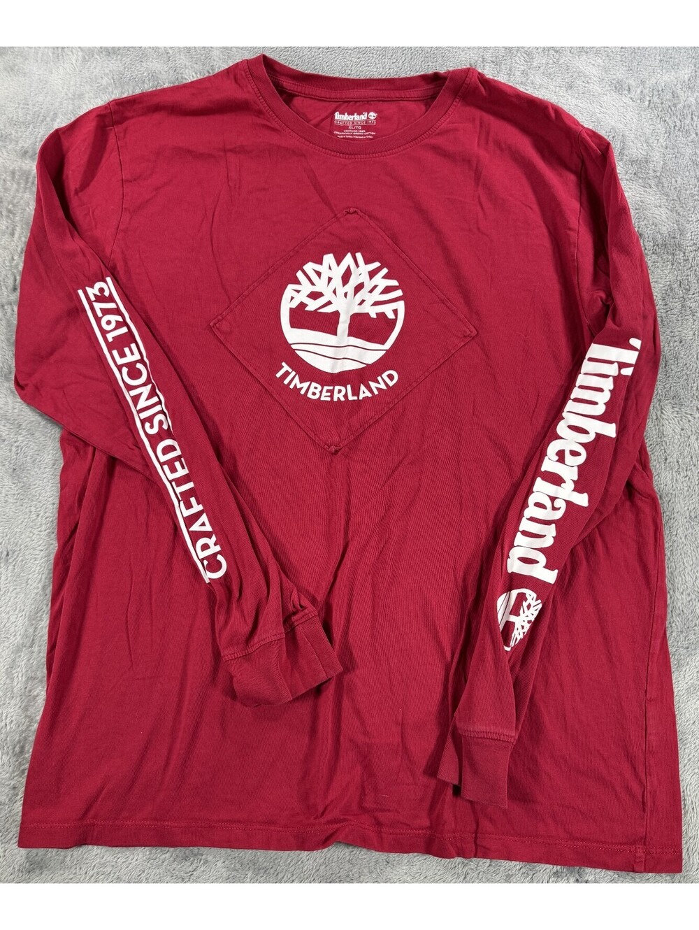 Timberland Men's Elevated Tree Logo Long-Sleeve Tee T-Shirt Red XL